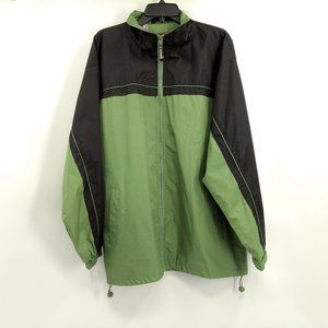 KENPO Windbreaker Jacket Men's L Green Black Full Zip Pockets Mesh Lining‎ Track